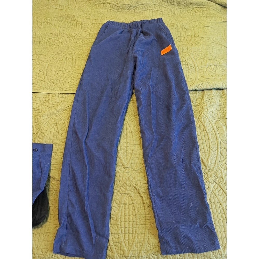 Boys Casual Blue Corduroy 2-Piece Set – Long Sleeve Shirt & Pants-Like New - Picture 3 of 9
